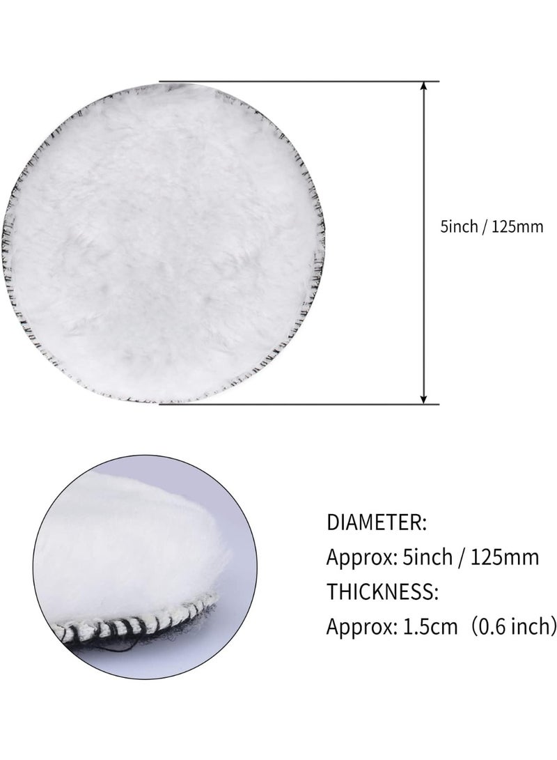 DUNISO 8 Pcs 5Inch Wool Polishing Buffing Pad Set,Car Polisher Buffer Wheel,with Drill Adapter,Easy to Use,Sturdy and Durable,for Car Beauty Polishing,Waxing,Shower Glass, Furniture - Image 2